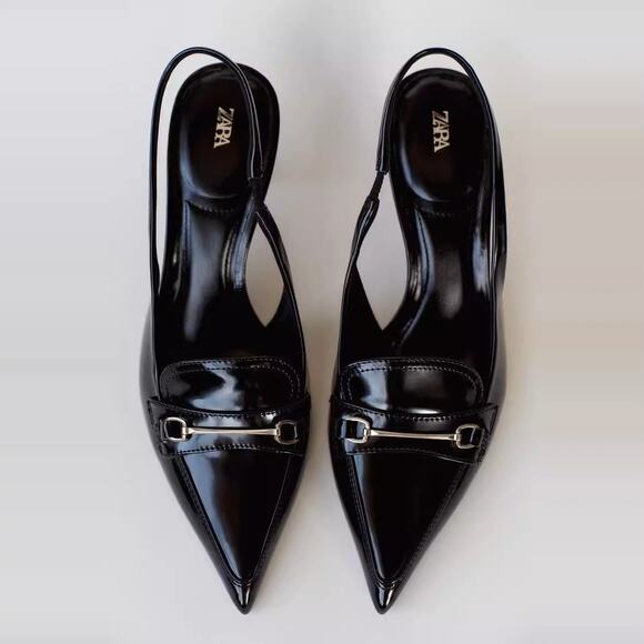 RARE!!! ZARA Embellished Slingback Shoes NWT - Picture 1 of 17